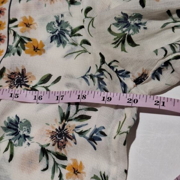 Lucky Brand Shirt Women's Medium Bohemian Floral Ruffle Cottagecore Lightweight - Picture 6 of 9